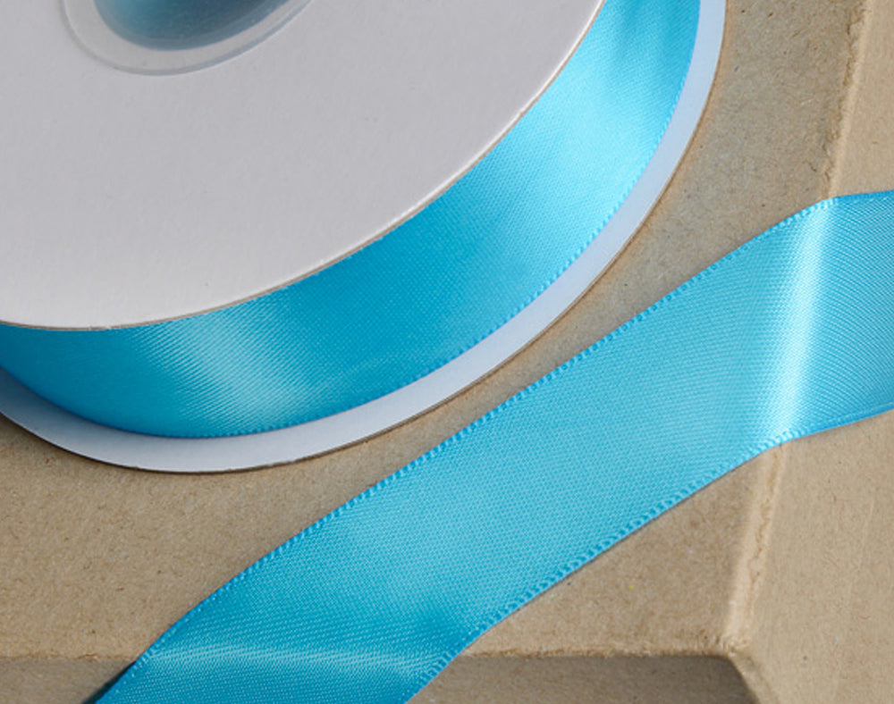 25m Turquoise Blue 15mm Wide Satin Ribbon for Crafts