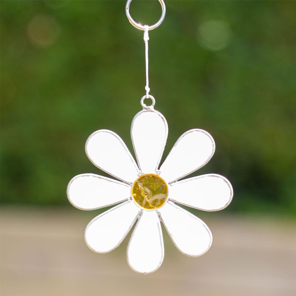 White Daisy | Hanging Glass Suncatcher | Pretty Gift for Ladies