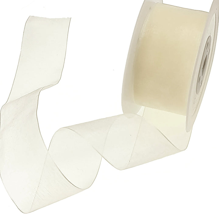 40mm or 25mm Organza Ribbon | Woven Edged |  25m Roll | Choice of Colours