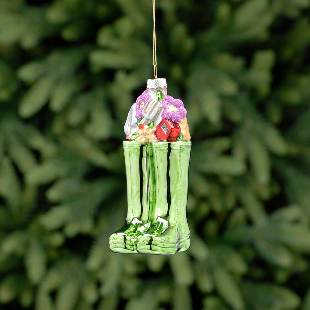 Garden Wellies Glass Ornament | Christmas Tree Decoration
