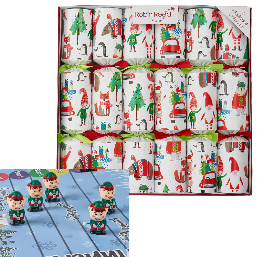 Racing Elves | 6 Handmade Crackers | Christmas Fun | Ready Made