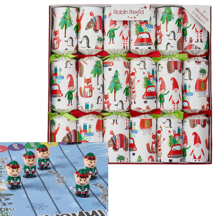Racing Elves | 6 Handmade Crackers | Christmas Fun | Ready Made