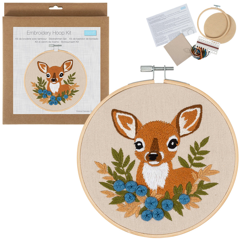 Pretty Deer | Complete Embroidery Kit with Hoop | 15cm Wide