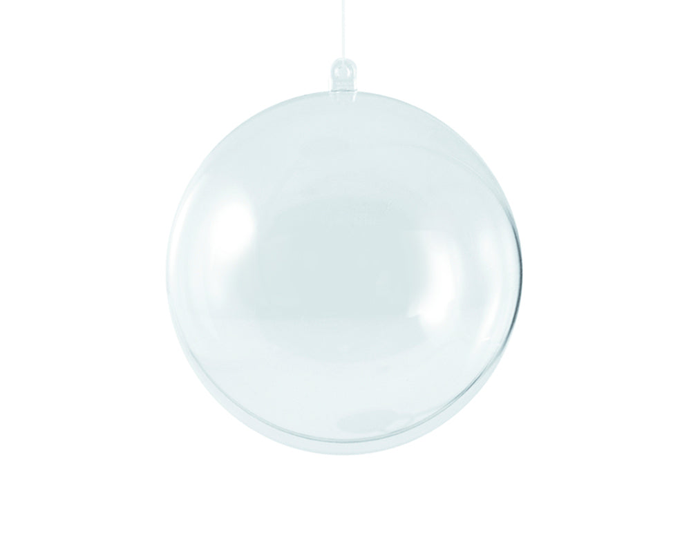 Single 70mm Fillable Two-Part Clear Plastic Christmas Bauble Ornament