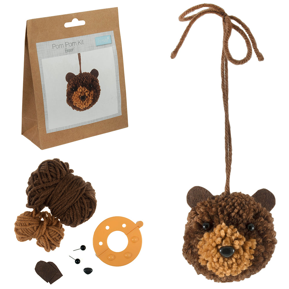 Pom Pom Teddy Bear Making Craft Kit | Large | Hanging Ornament