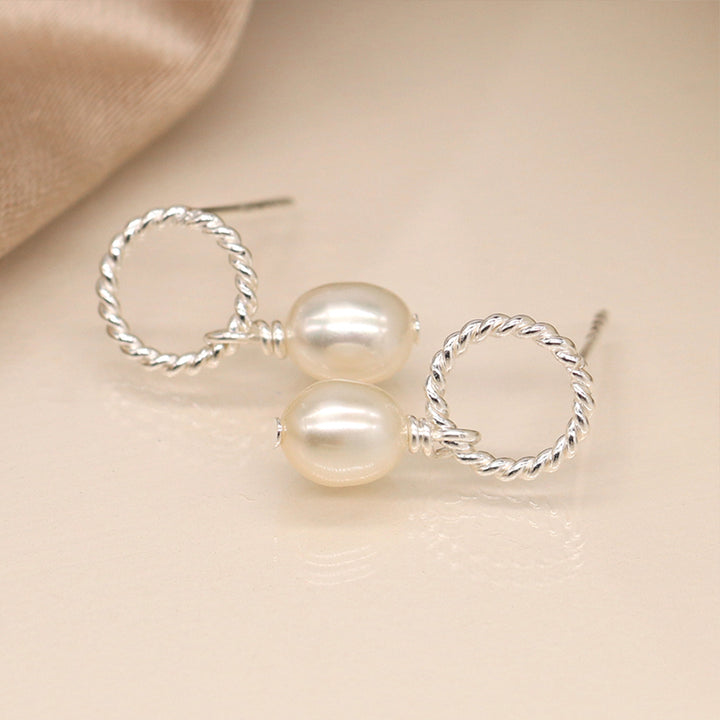 Sterling Silver Rope Hoop & Pearl Earrings | Mini Gift | Cracker Filler
