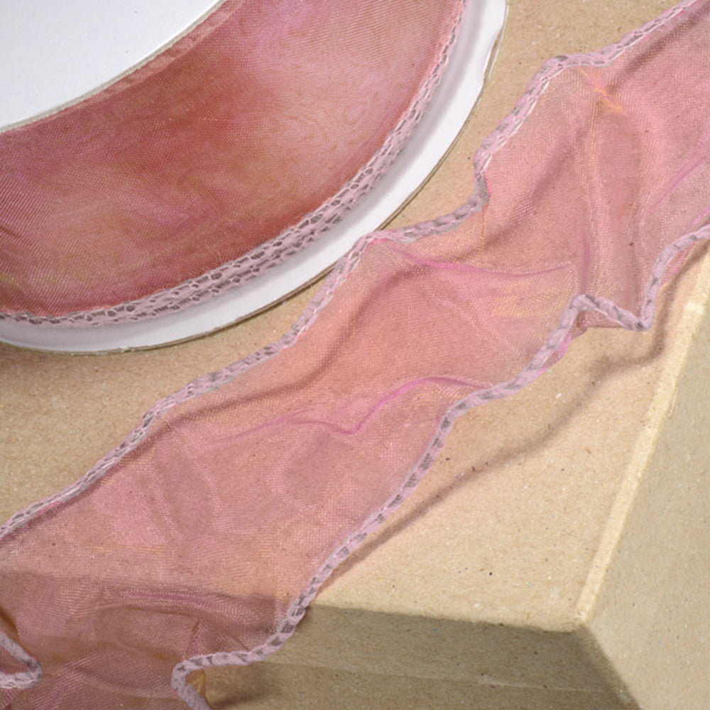 Pinky Lilac | Two Tone Wired Organza Ribbon | 50mm Wide | 25m Long