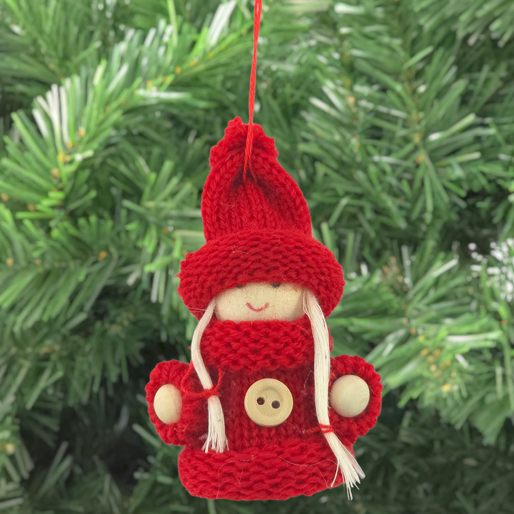 Scandi Girl | Knitted Christmas Tree Decoration | Single | Cracker Filler