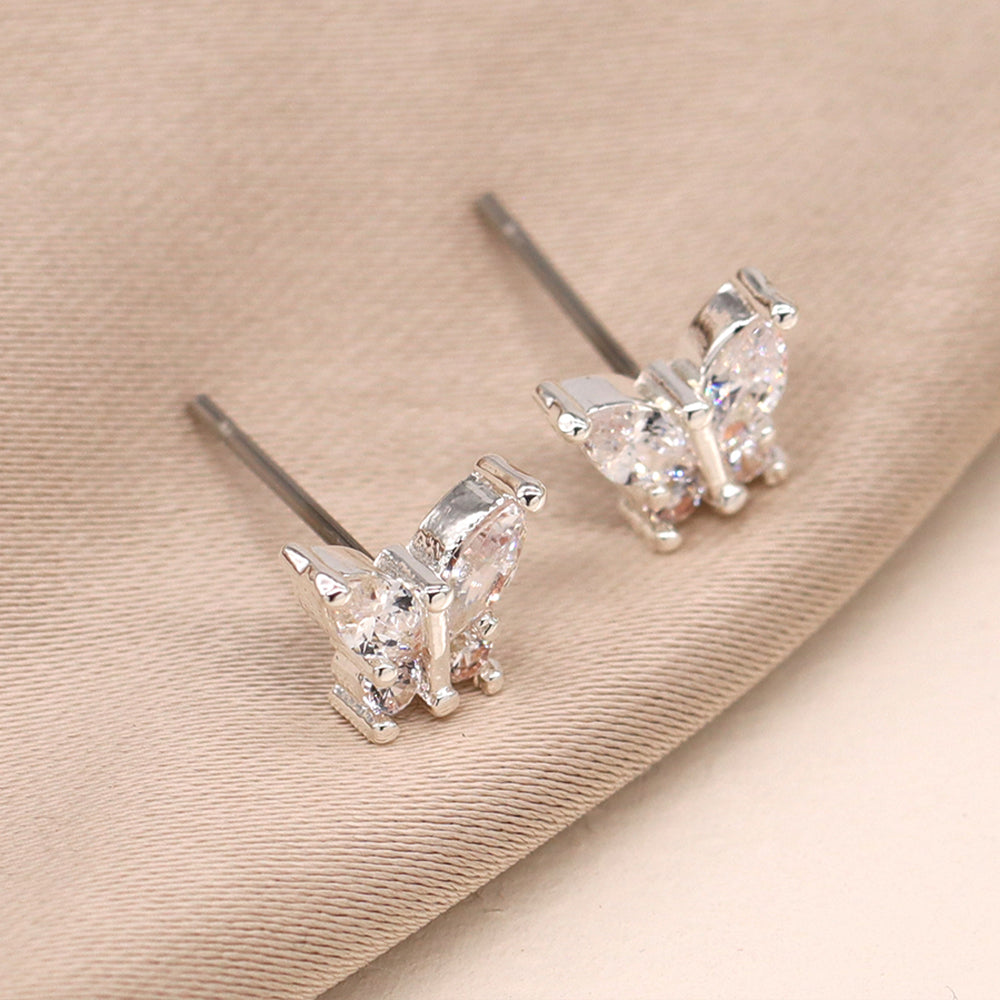 Silver Plated Crystal Butterfly Earrings | Mini Gift | Cracker Filler