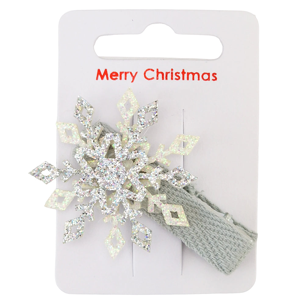 Silver | Glitter Snowflake Mini Hair Clips for Girls | Mini Gift | Cracker Filler