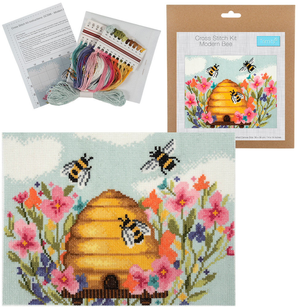 Modern Bee | Counted Cross Stitch | Boxed Kit