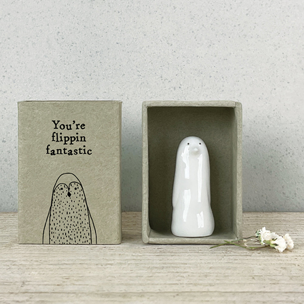 You're Flippin Fantastic | Porcelain Penguin in a Matchbox | Cracker Filler