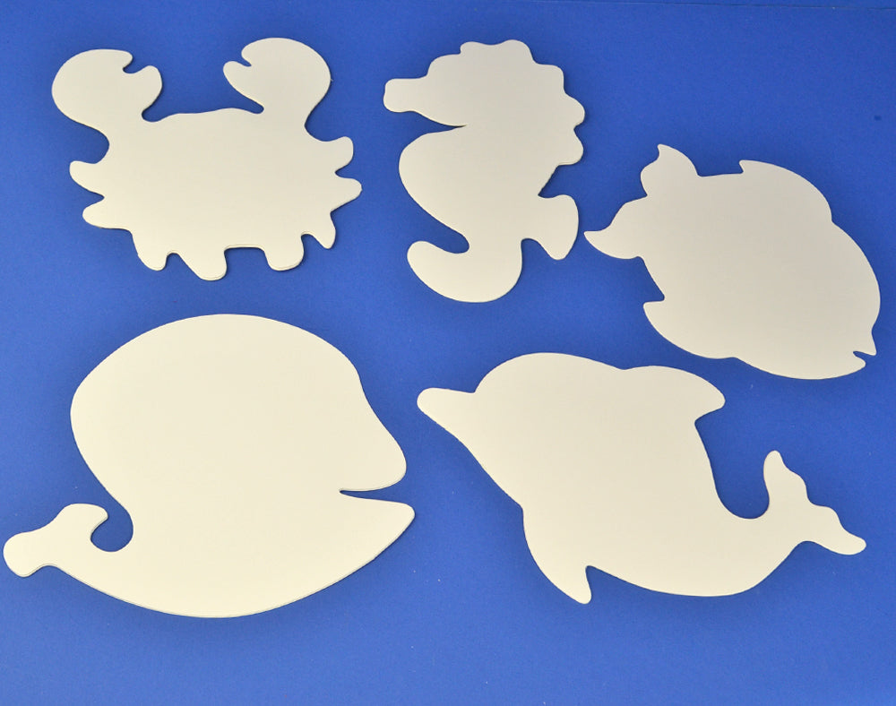 16 Large White Card Sealife Shapes for Kids Crafts