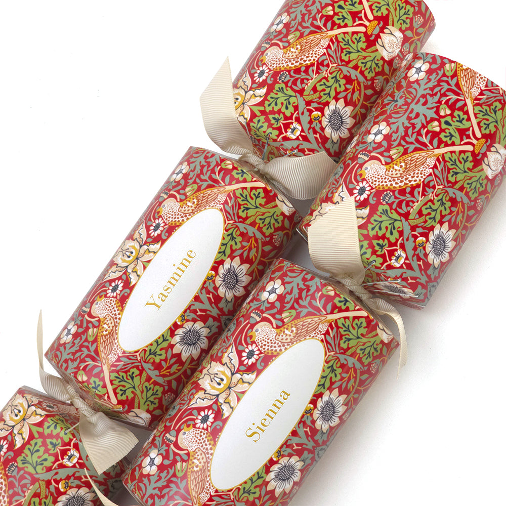 Personalised Cracker Making Kit | Red Strawberry Thief | Makes 4 or 6 Crackers