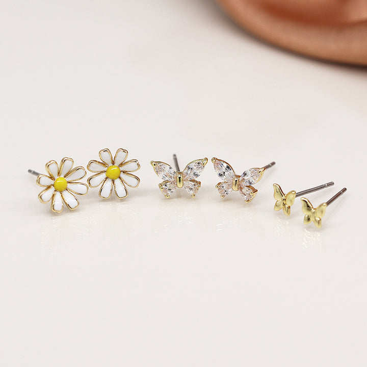 Pretty Daisy & Butterfly Earrings Trio | Mini Gift | Cracker Filler