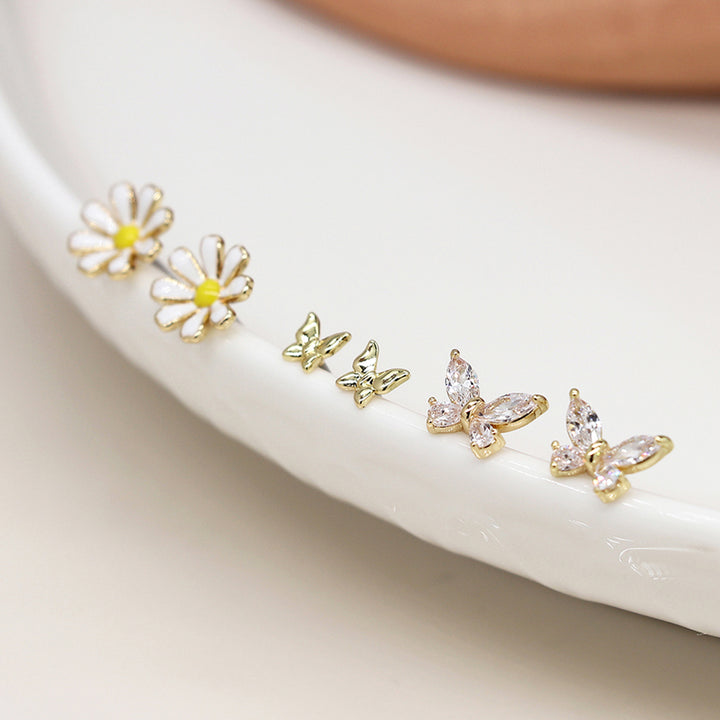 Pretty Daisy & Butterfly Earrings Trio | Mini Gift | Cracker Filler