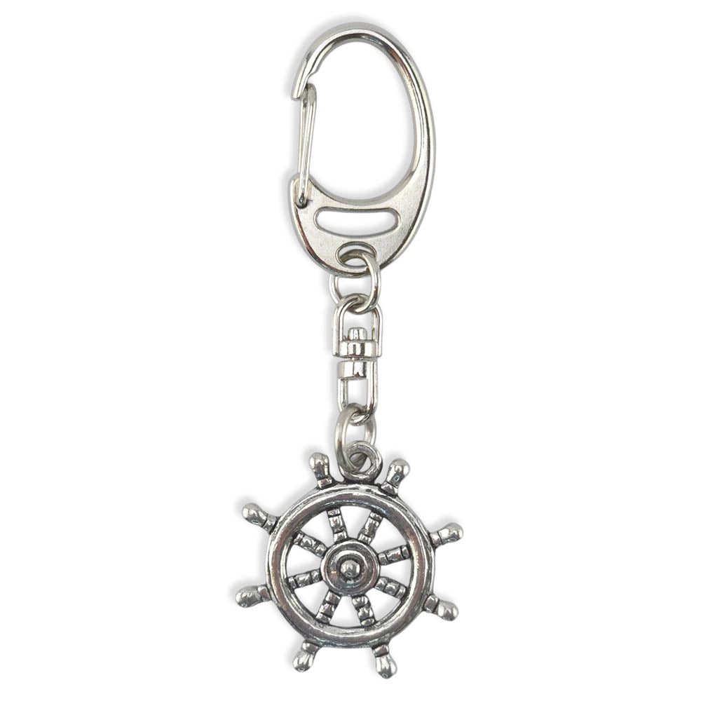 Ship or Boat Wheel English Pewter 3D Keyring Little Gift