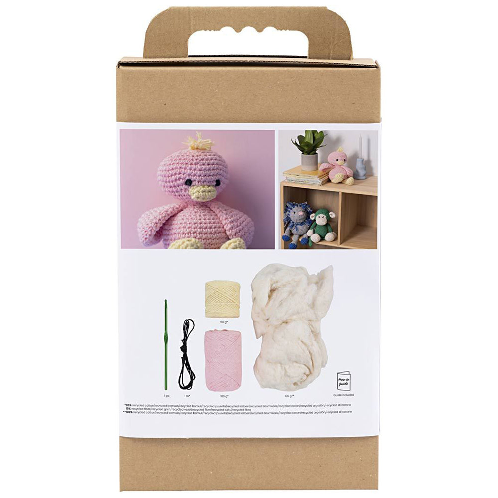 Amigurumi Complete Craft Kit | Pink Duckling | Japanese Crochet | Large 21cm