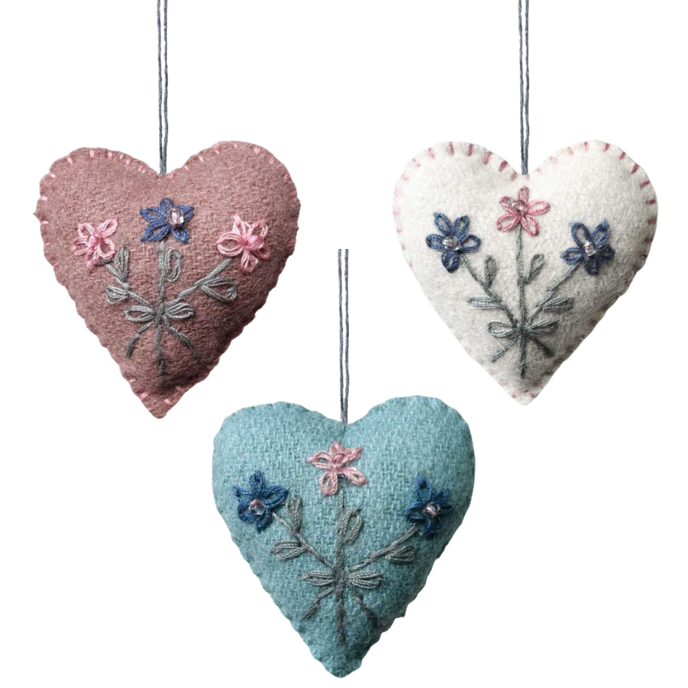 Natural Small Heart Hanging Ornament | Felt Easter Decoration | 4.5cm Wide