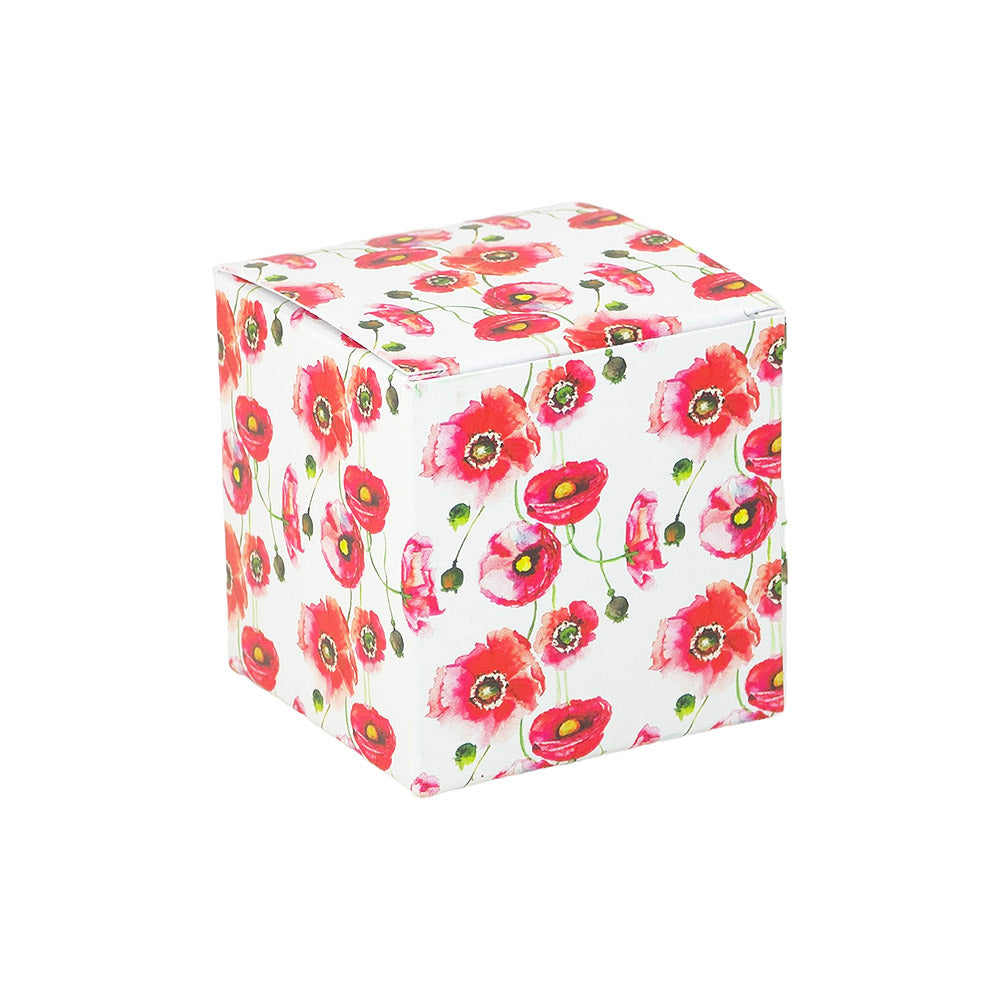 Watercolour Poppy | Little Gift Box | 5cm Cube | Single or 6 Boxes