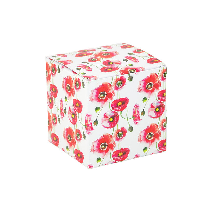Watercolour Poppy | Little Gift Box | 5cm Cube | Single or 6 Boxes