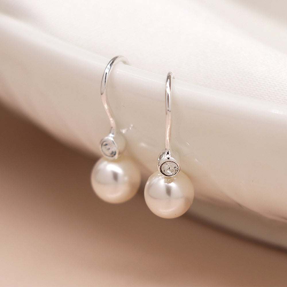 Sterling Silver Crystal & Pearl Drop Earrings | Mini Gift | Cracker Filler