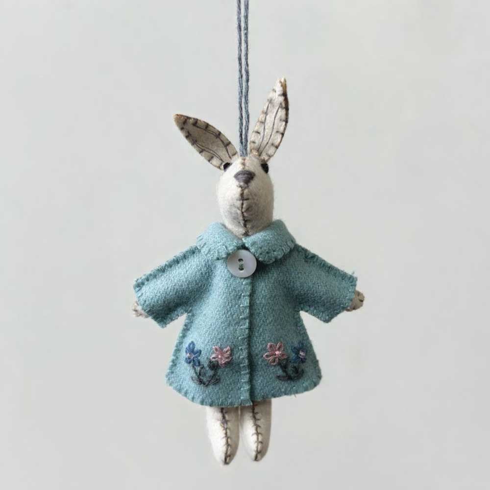 felt bunny in blue dress Regina Rabbit - Easter Bunny Felt Softie Pattern PDF