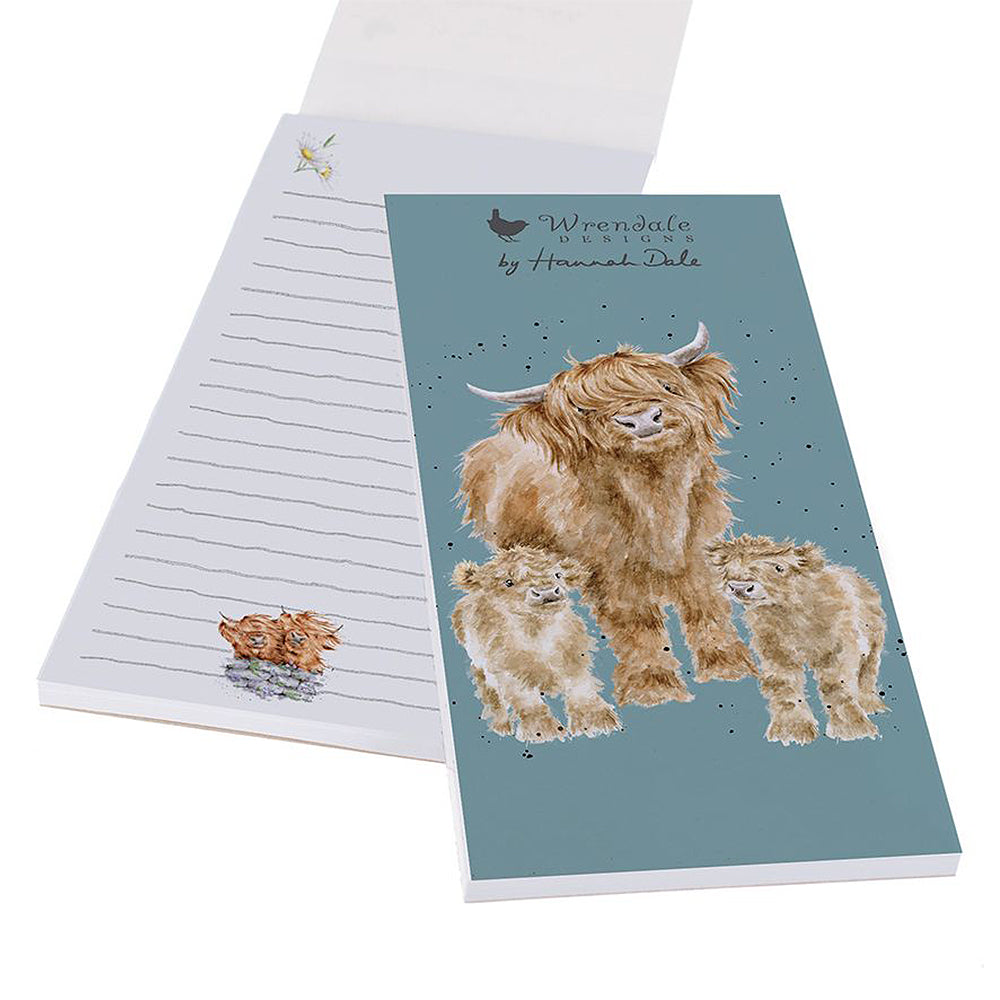 Highland Cow Family | Magnetic Shopping List | Wrendale Designs