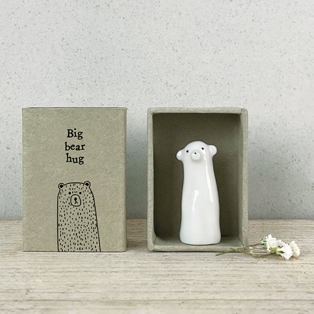 Big Bear Hug in a Matchbox | Porcelain Bear | Cracker Filler | Little Gift