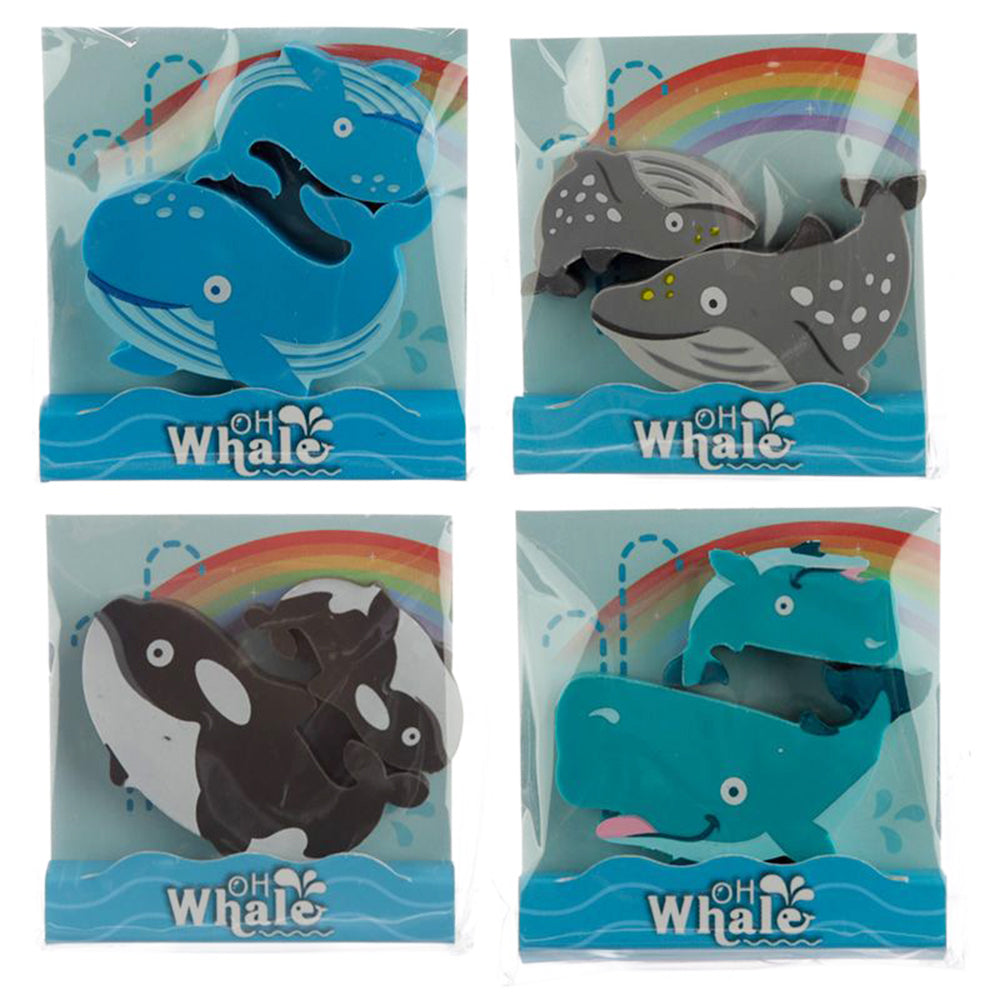 Mini Whale Erasers | 2 Piece Set | Party Bag Gift | Cracker Filller