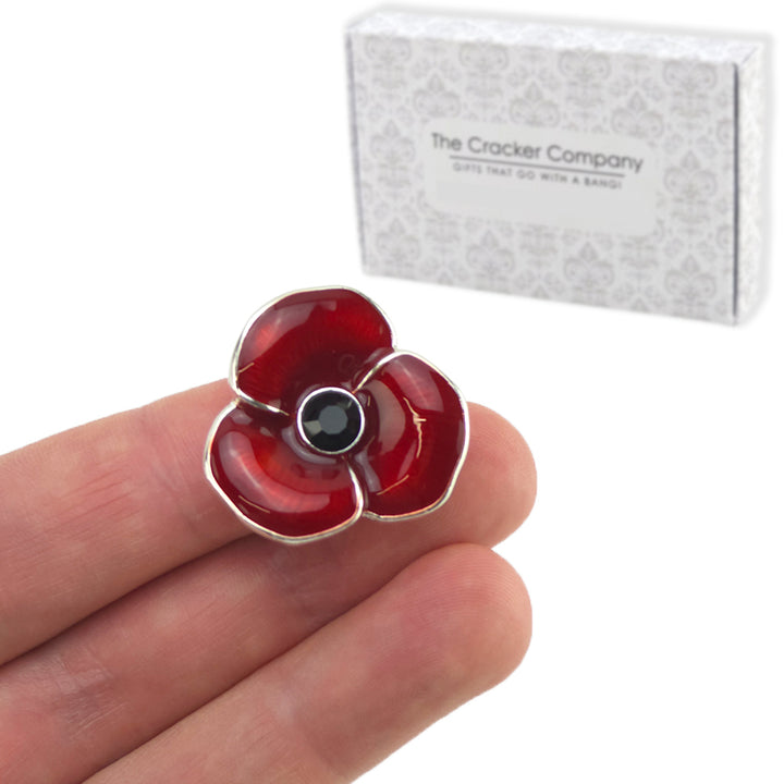 Remembrance Poppy | Silver Plated Brooch | Little Cracker Filler Gift