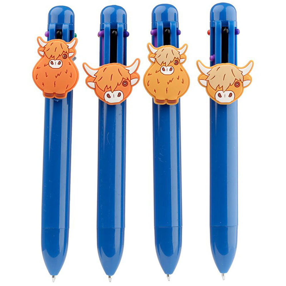 Highland Coo | Multi Colour Pen with Cow Charm | Party Bag Gift | Cracker Filler