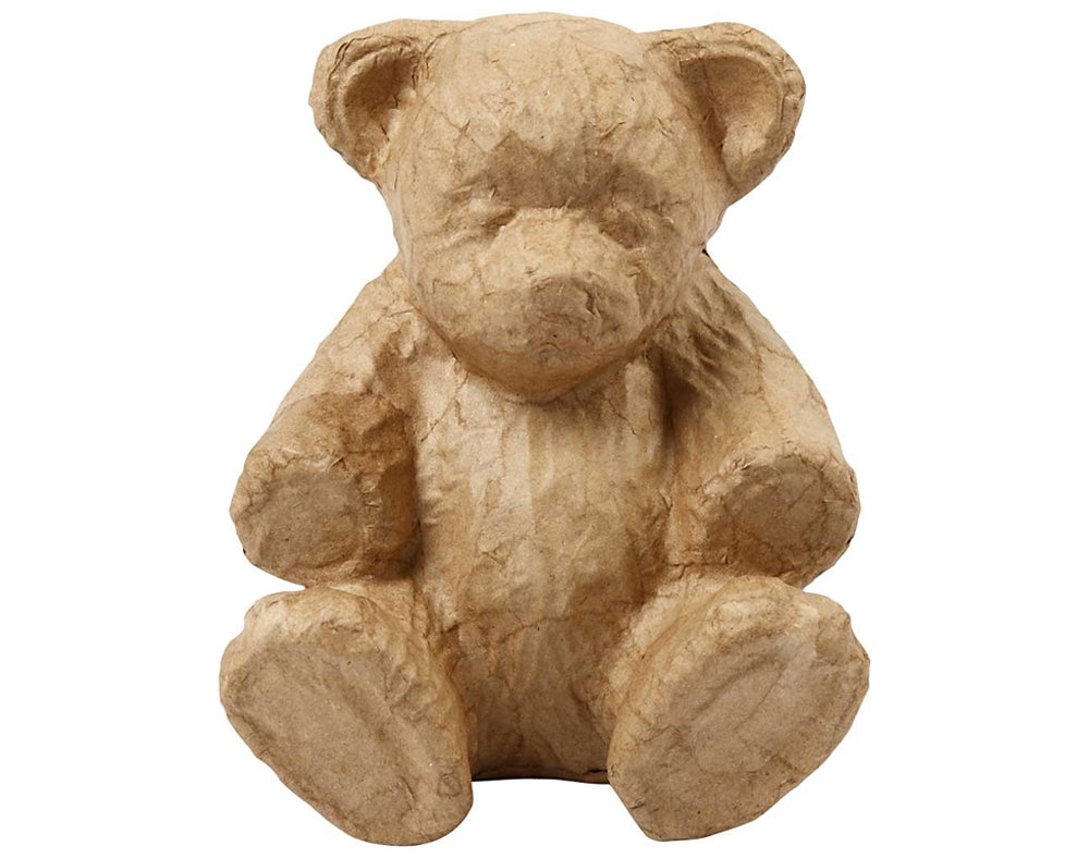 18cm Paper Mache Sitting Teddy Bear to Decopatch & Decorate| Papier Mache