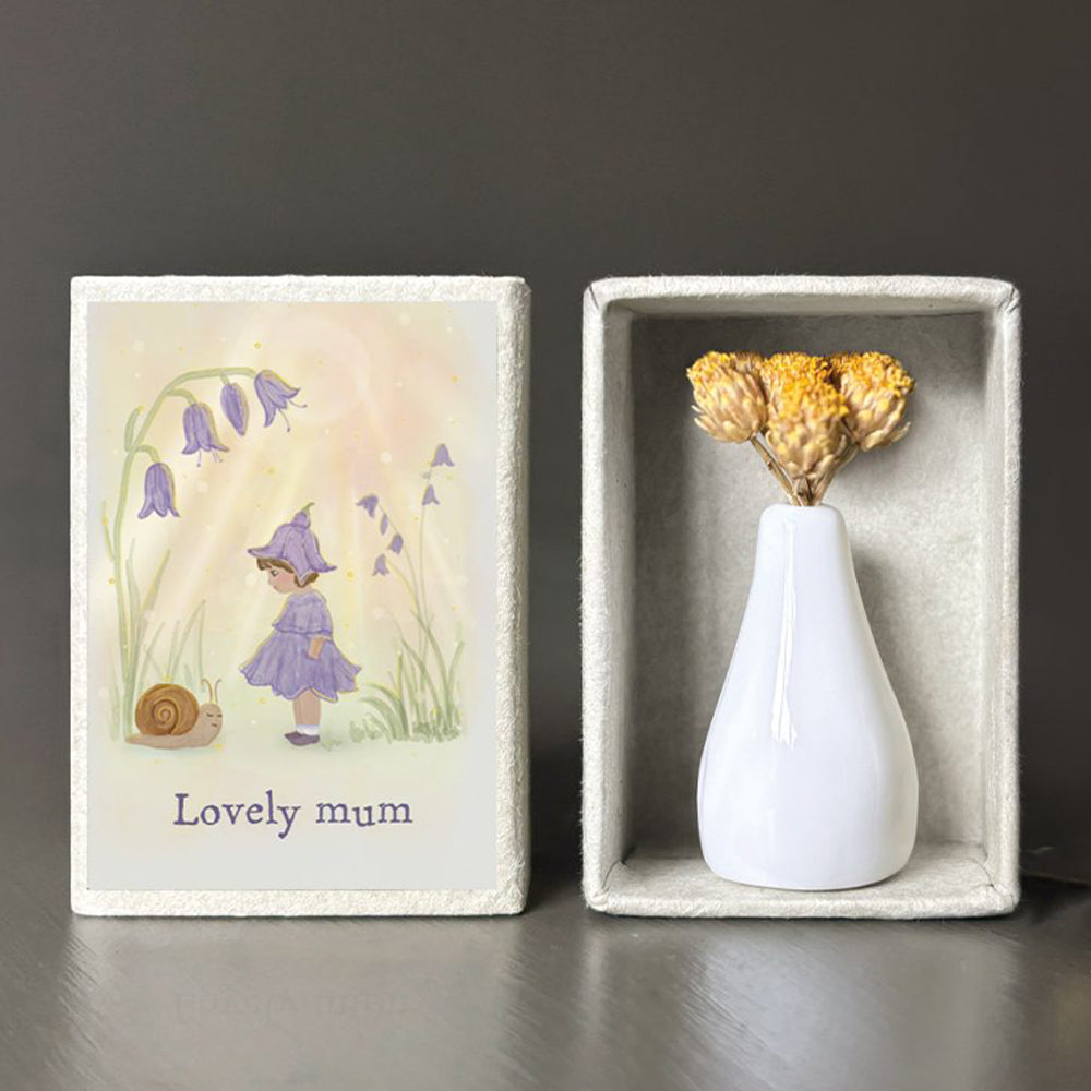 Lovely Mum | Matchbox Vase & Dried Flowers | Little Gift | Cracker Filler