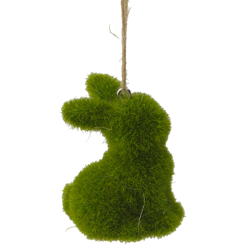 Green Flocked Easter Bunny | Single | Hanging Easter Tree Decoration | Gisela Graham