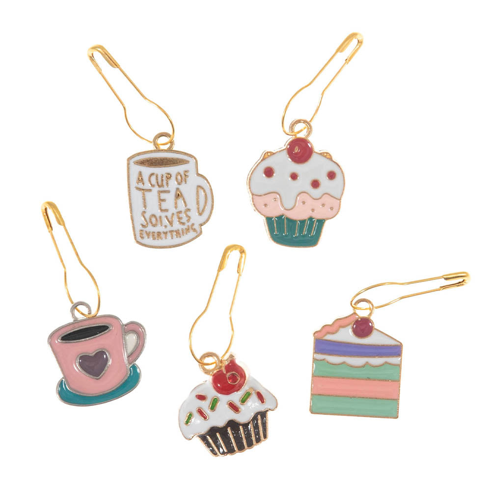 Pretty Metal Charm Stitch Markers | Tube of 5 | Little Gift | Cracker Filler