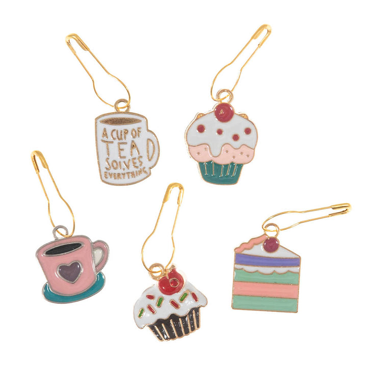 Pretty Metal Charm Stitch Markers | Tube of 5 | Little Gift | Cracker Filler