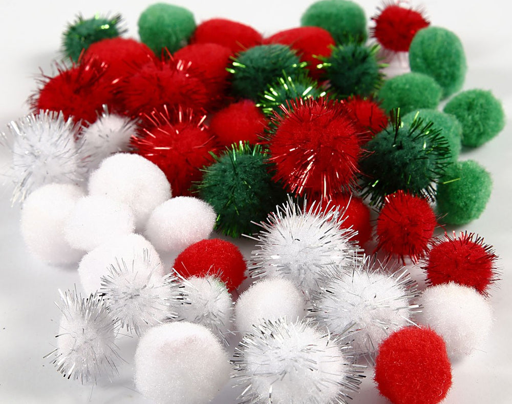 48 Christmas Colours 15mm & 20mm Craft Pom Poms