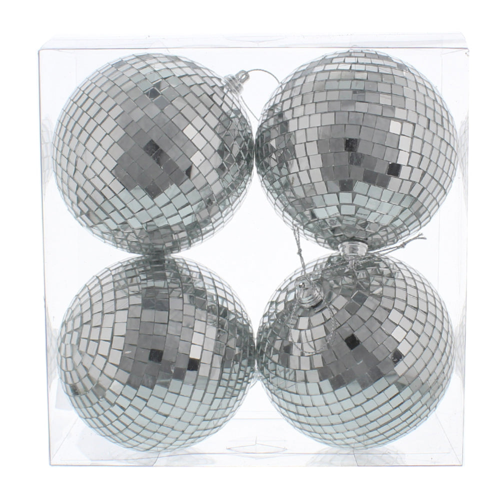 4 10cm  Mirror Ball Christmas Tree Hanging Decoration Bauble