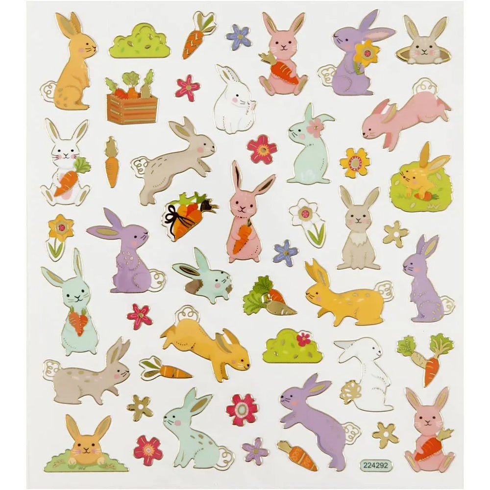 Easter Bunnies | Sheet of Foiled Stickers
