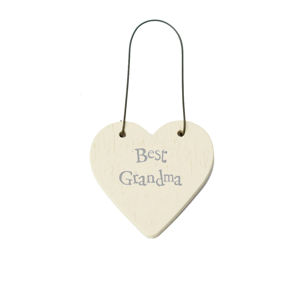 Best Grandma - Mini Wooden Hanging Heart - Cracker Filler Gift