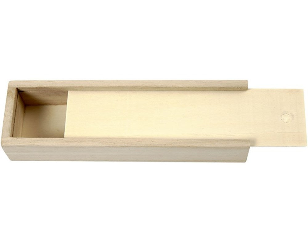 20cm Light Wooden Pencil Box with Sliding Lid to Decorate for Crafts