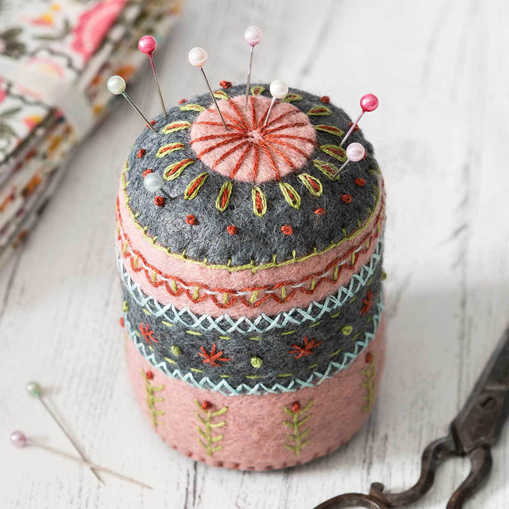 Embroidered Pin Cushion | Mini Felt Sewing Kit | Corinne Lapierre