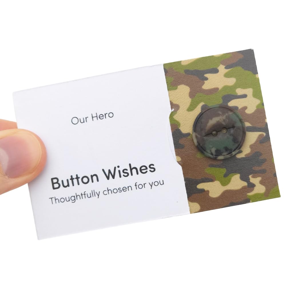 Our Hero | Camouflage | Button Wishes Sew On Token | Little Gift | Cracker Filler