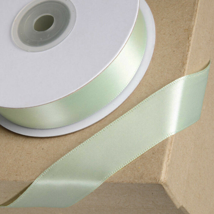 25m Sage Green 15mm Wide Satin Ribbon for Crafts