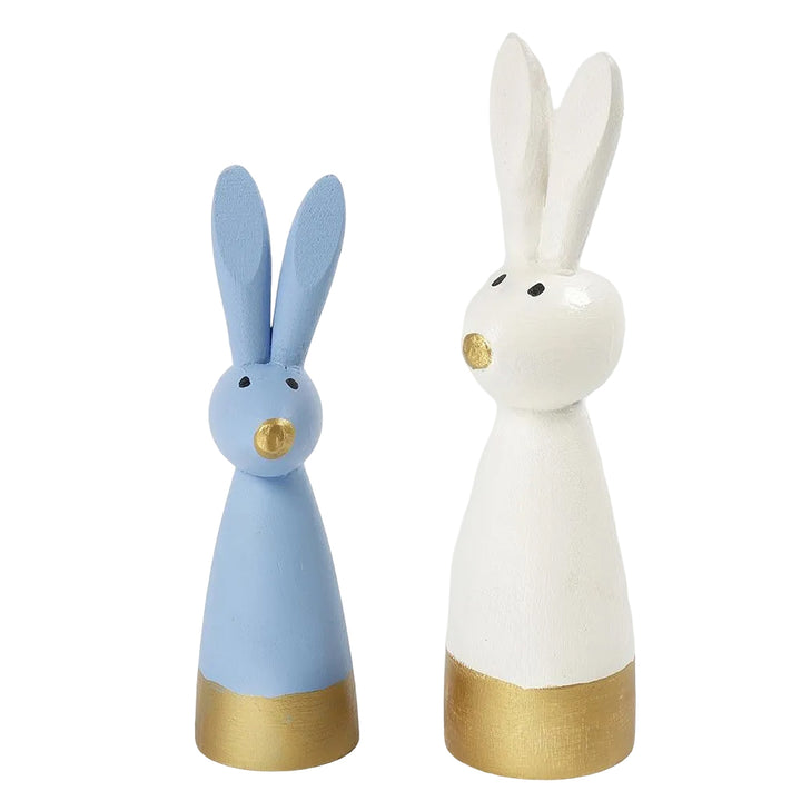 2 Wooden Easter Bunny Rabbits to Decorate | 12 & 14cm Tall | Easter Wood Craft