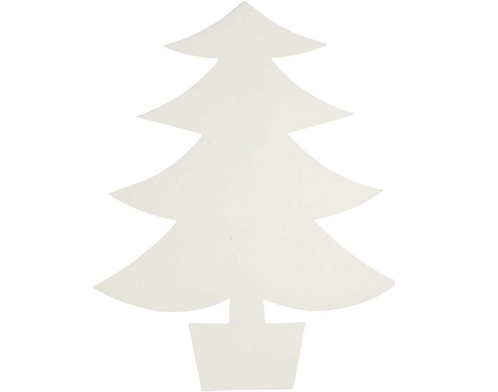 25 Large Christmas Tree White Card Shapes to Decorate