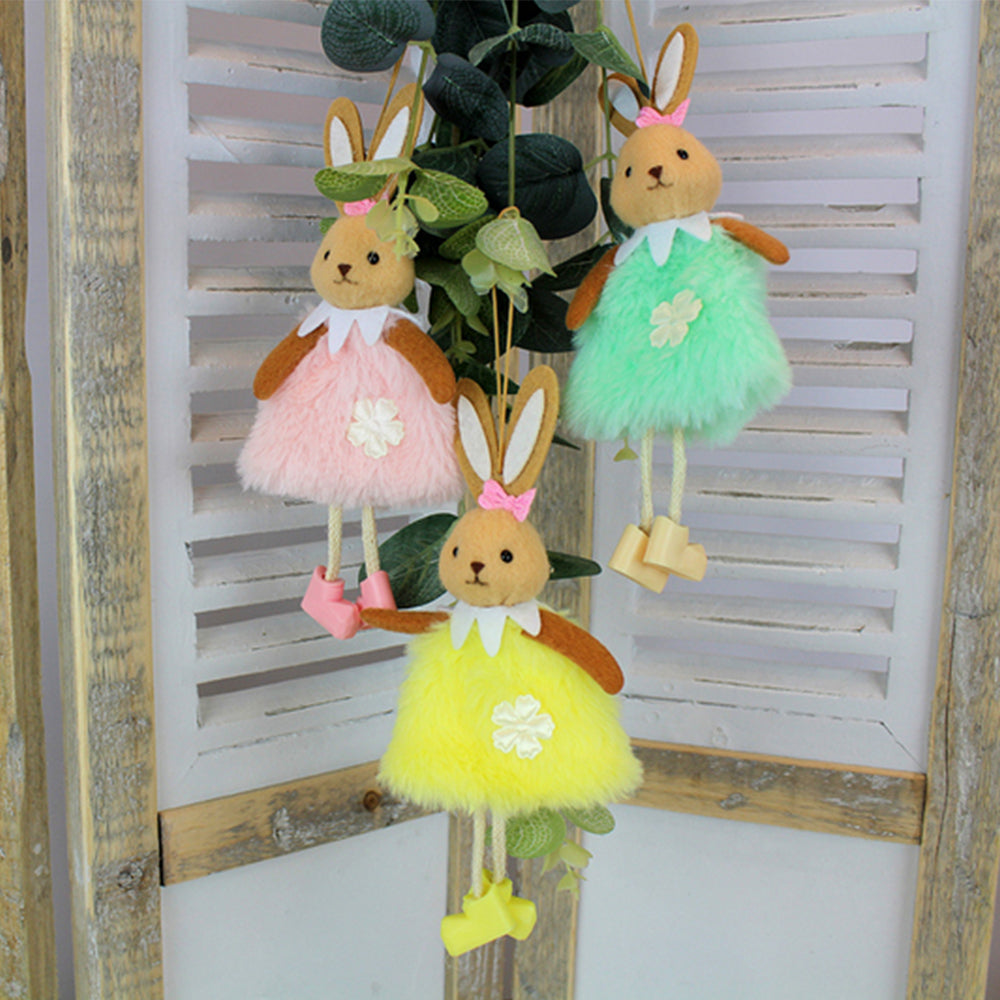 Single 18cm Hanging Easter Bunny in Fluffy Dress Ornament for Easter Trees