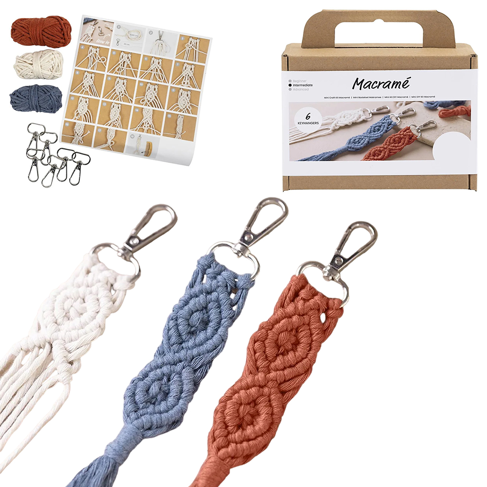 Macrame Keyrings or Bag Charms| Craft Kit | Makes 6