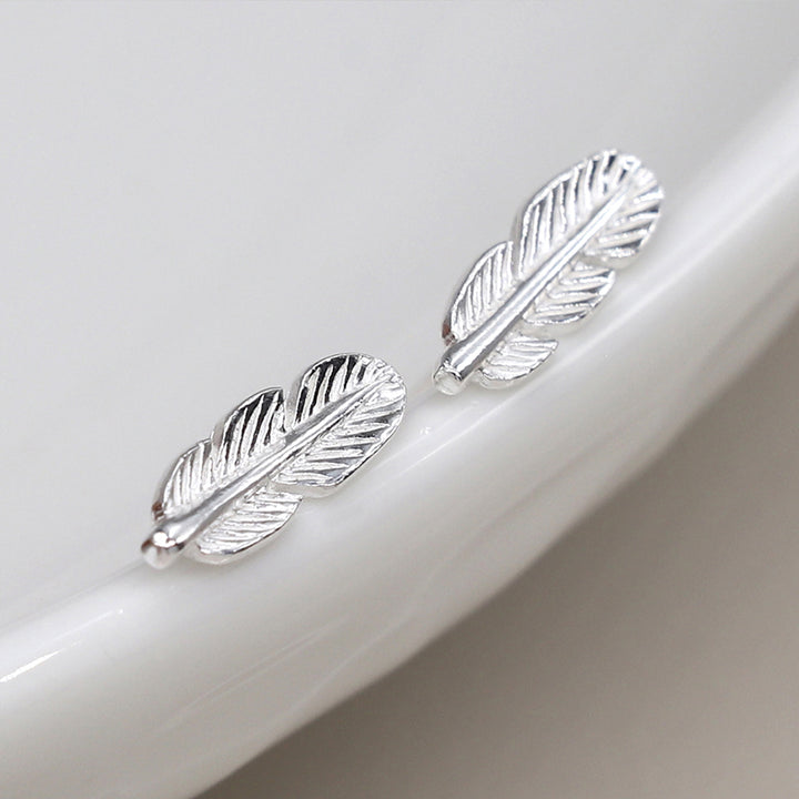 Dainty Sterling Silver Feather Stud Earrings | Mini Gift | Cracker Filler